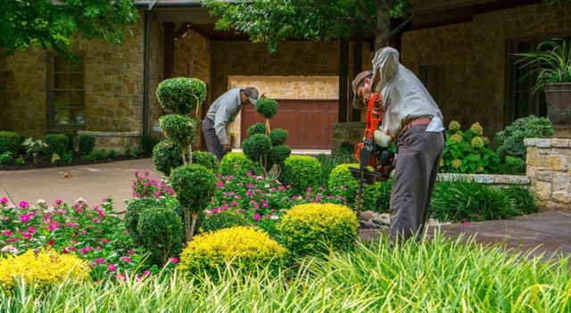 SETX Lawns crew trimming ornamental garden beds in Warren, TX